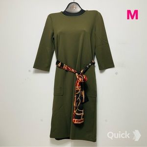 M - New Zara Color-Block Self-Tie Shift Dress